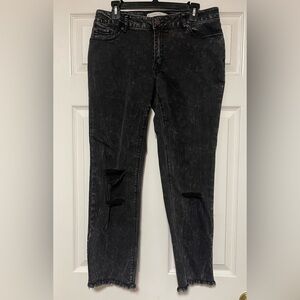 Est. 1946 Denim Women’s Black Distressed Mid-Rise Straight Jeans Raw Hem Size 10